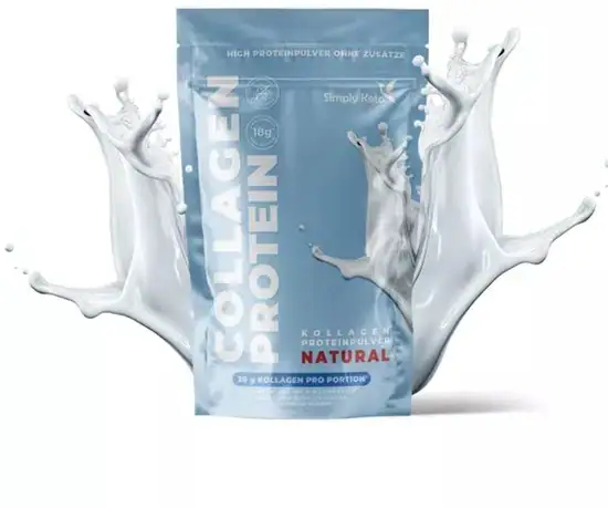 Simply Keto collageen poeder supplement met splash effect voor keto dieet en sport, hoge dosering per portie